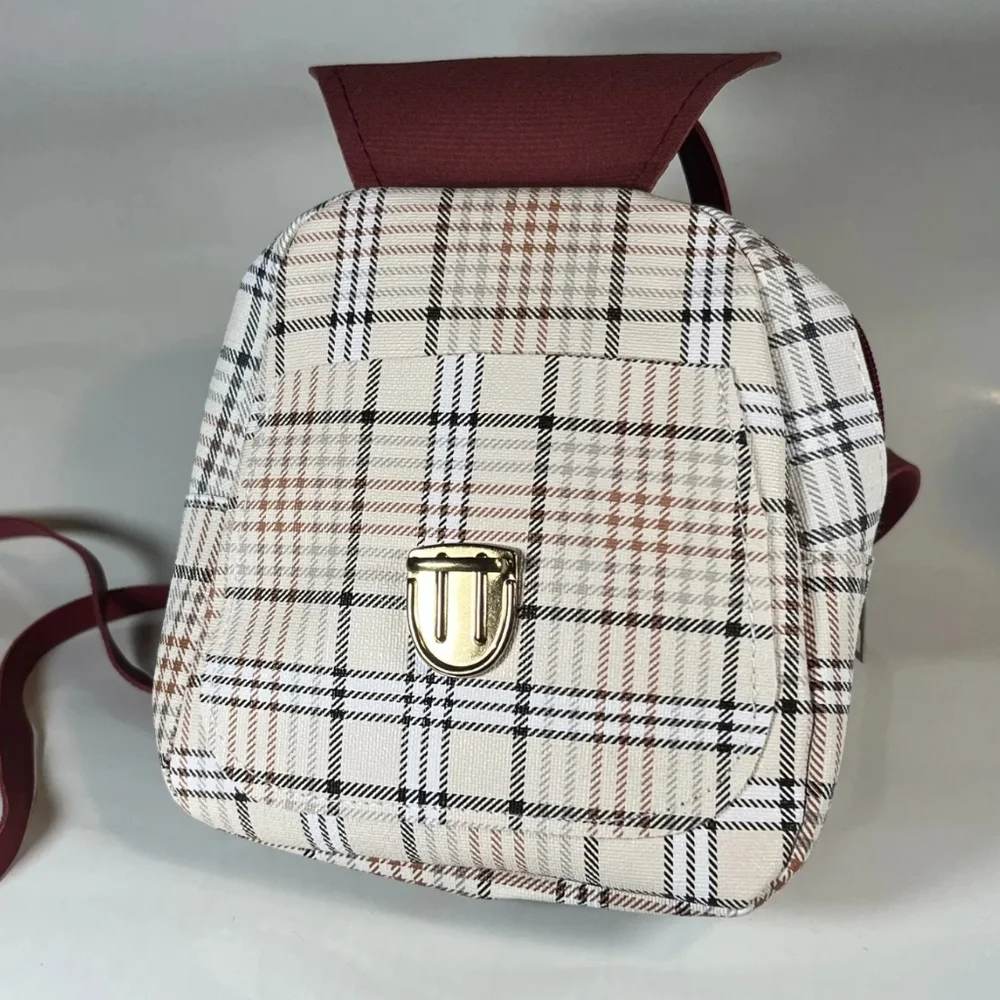 Mini Backpack Crossbody Bag For Girl Plaid Women Shoulder Bag - Picture 4 of 6